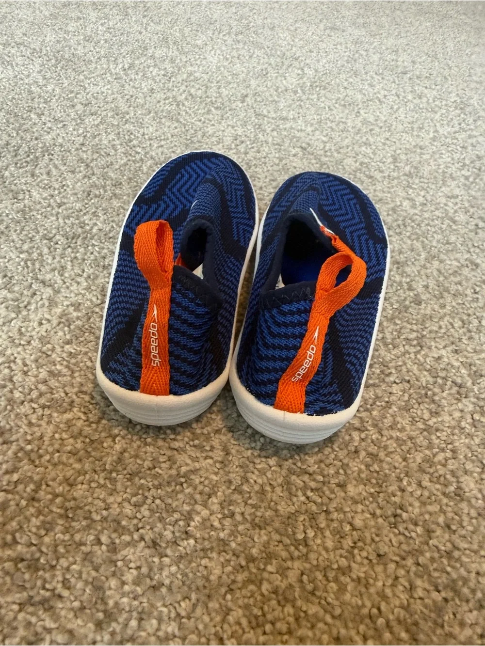 Speedo Kids Navy Blue and Orange Slip-On Water Shoes. Size Small S Junior 13 1